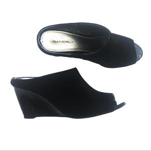 BANDOLINO mule wedges snake skin heel open toe